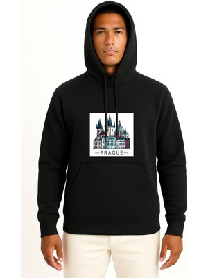 Bahriyeli Collection Kapüşonlu Çek Cumhuriyeti Prague - Prag Göğüs Baskılı Unisex Sweatshirt