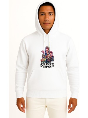 Bahriyeli Collection Kapüşonlu Stranger Things Karakterler Göğüs Baskılı Unisex Sweatshirt