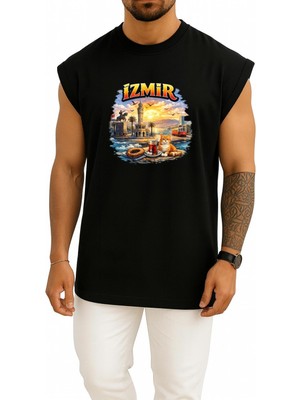 Bahriyeli Collection Oversize Izmir Özel Tasarım Göğüs Baskılı Atlet