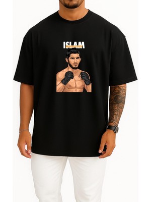 Bahriyeli Collection Oversize Islam Makhachev Göğüs Baskılı Unisex T-Shirt