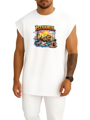 Bahriyeli Collection Oversize Istanbul Özel Tasarım Göğüs Baskılı Atlet