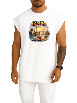 Bahriyeli Collection Oversize Izmir Özel Tasarım Göğüs Baskılı Atlet