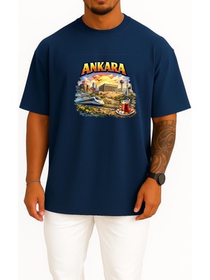 Bahriyeli Collection Oversize Ankara Özel Tasarım Göğüs Baskılı Unisex T-Shirt