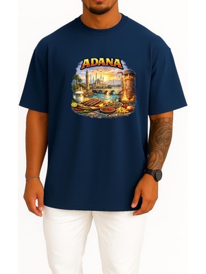 Bahriyeli Collection Oversize Adana Özel Tasarım Göğüs Baskılı Unisex T-Shirt