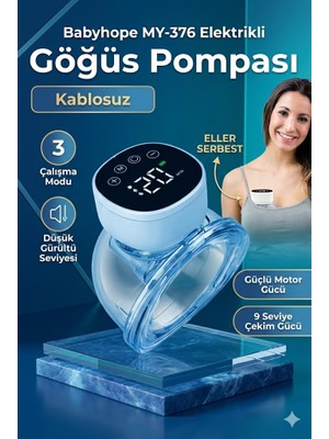 Babyhope MY-376 Göğüs Pompası Şarjlı Giyilebilir Elektrikli Sessiz ve Elleri Serbest Kullanım