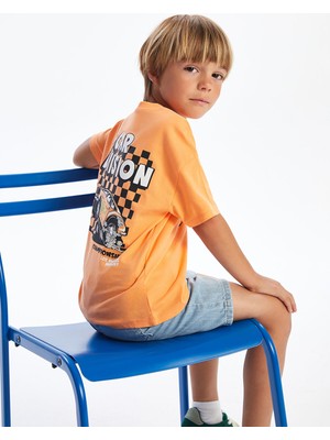 Lc Waikiki Yeni Sezon Bisiklet Yaka Baskılı Erkek Çocuk Tişört