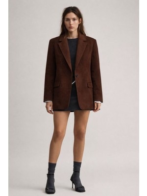 Hakke Kadın Şık Süet Blazer Ceket