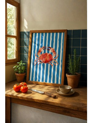 Fuart.Co Turuncu Yengeç Deniz Canlıları Mutfak Serisi Poster (Çerçevesiz) Sffu