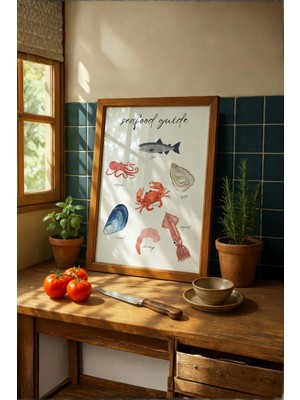 Fuart.Co Seafood Guide Deniz Canlıları Mutfak Serisi Poster (Çerçevesiz) Sffu
