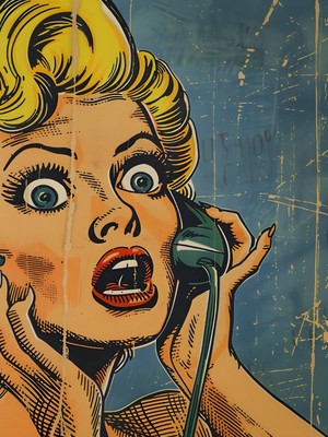 Fuart.Co Dramatik Telefon Dijital Baskı Pop Art Temalı Poster (Çerçevesiz) Pafu