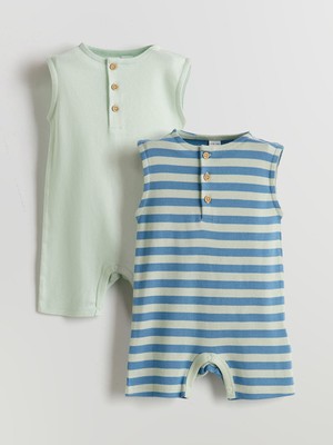 Lc Waikiki Yeni Sezon Bisiklet Yaka Erkek Bebek Penye Tulum 2'li