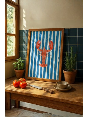 Fuart.Co Suluboya Istakoz Deniz Canlıları Mutfak Serisi Poster (Çerçevesiz) Sffu