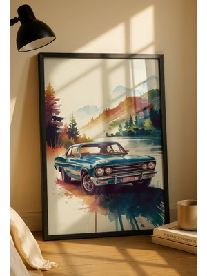 Fuart.Co Amerikan Mavi Otomobil Dijital Baskı Poster (Çerçevesiz) Refu