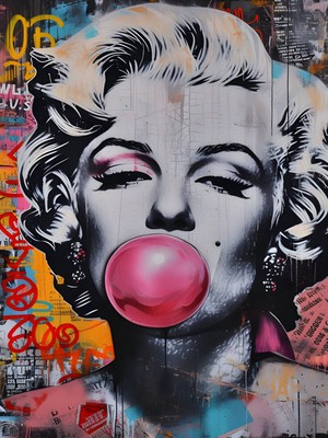 Fuart.Co Bubble Marilyn Monroe Dijital Baskı Pop Art Temalı Poster (Çerçevesiz) Pafu