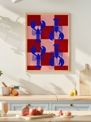 Fuart.Co Mavi Istakoz Deniz Canlıları Mutfak Serisi Poster (Çerçevesiz) Sffu