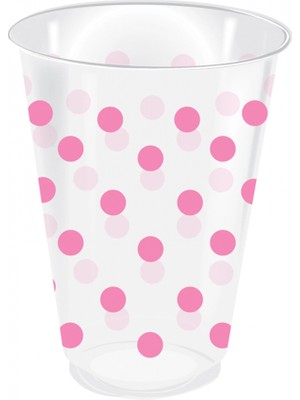 Supertrend Plastik Bardak Pembe Puantiyeli Şeffaf 250CC 25LI