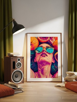 Fuart.Co Pop Art Gözlüklü Dijital Baskı Pop Art Temalı Poster (Çerçevesiz) Pafu