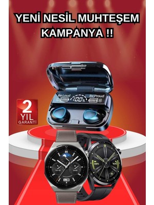 Evyora Ikili Set Akıllı Saat ve Bluetooth Kulaklık Kablosuz Uzun Pil Ömrü Spor Modları