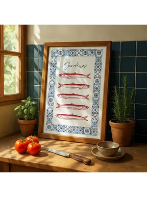 Fuart.Co Beşli Sardalya Deniz Canlıları Mutfak Serisi Poster (Çerçevesiz) Sffu