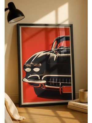 Fuart.Co Corvette Retro Otomobil Dijital Baskı Poster (Çerçevesiz) Refu