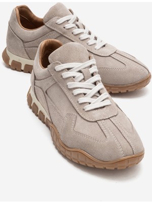 Luvi Lars Bej Süet Hakiki Deri Kadın Günlük Sneaker