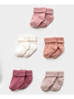 Lovemaxx 5014LV – Unisex Bebek Çorap Seti | 5’li (0–3 / 3–6 Ay) Mavi • Pembe • Eenkli