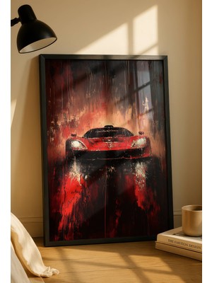 Fuart.Co Ateş Kırmızı Spor Araba Dijital Baskı Poster (Çerçevesiz) Refu
