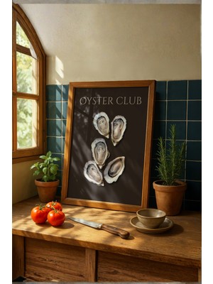 Fuart.Co Karanlık Oyster Deniz Canlıları Mutfak Serisi Poster (Çerçevesiz) Sffu