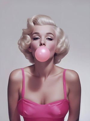Fuart.Co Pembe Balon Marilyn Dijital Baskı Pop Art Temalı Poster (Çerçevesiz) Pafu