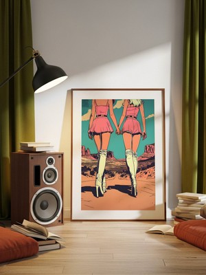 Fuart.Co Topuklu Çöl Yolculuğu Dijital Baskı Pop Art Temalı Poster (Çerçevesiz) Pafu