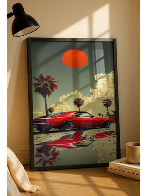 Fuart.Co Retro Kırmızı Challenger Dijital Baskı Poster (Çerçevesiz) Refu