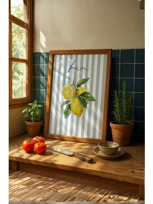 Fuart.Co Sarı Limon Deniz Canlıları Mutfak Serisi Poster (Çerçevesiz) Sffu