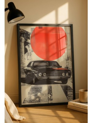 Fuart.Co Siyah Klasik Otomobil Dijital Baskı Poster (Çerçevesiz) Refu