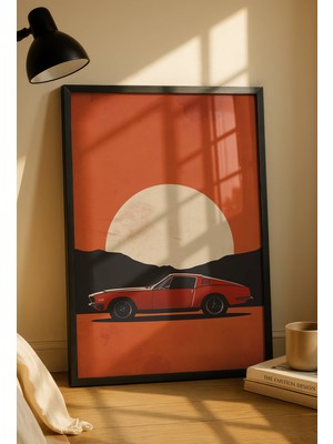 Fuart.Co Kırmızı Muscle Car Dijital Baskı Poster (Çerçevesiz) Refu
