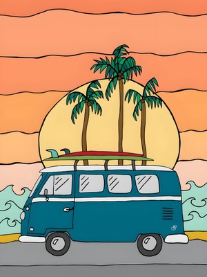 Fuart.Co Mavi Karavan Dijital Baskı Pop Art Temalı Poster (Çerçevesiz) Pafu