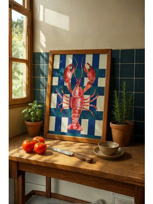 Fuart.Co Potikare Istakoz Deniz Canlıları Mutfak Serisi Poster (Çerçevesiz) Sffu