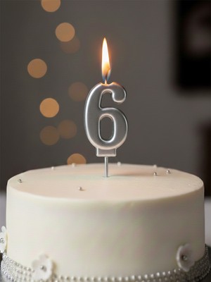 Parti Adresi Rakam Mum Gümüş No:6