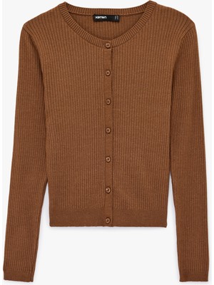 Koton Uzun Kollu Bisiklet Yaka Düğmeli Triko Hırka