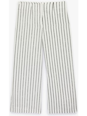 Koton Modal Kumaş Yüksek Bel Geniş Paça Çizgili Pantolon