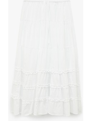 Koton Rahat Kalıp Fırfır Detaylı Katlı Uzun A Kesim Etek