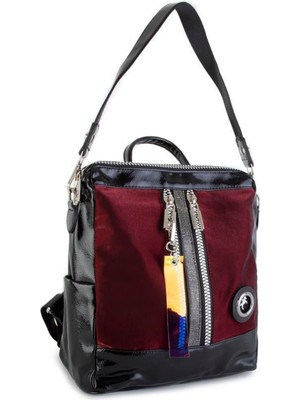 Nas Bag Kadın Sırt Çantası Simli - Bordo