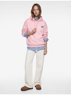 Koton Stitch Lisanslı Kapüşonlu Arkası Baskılı Oversize Sweatshirt