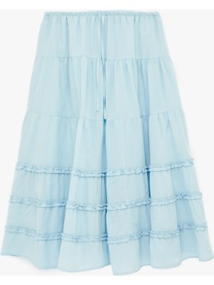 Koton Rahat Kalıp Fırfır Detaylı Katlı Uzun A Kesim Etek