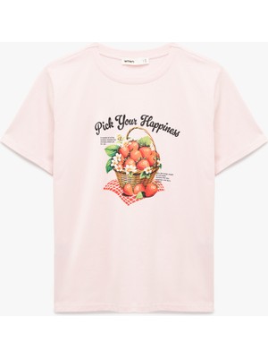 Koton Regular Fit Kısa Kollu Bisiklet Yaka Pamuklu Baskılı Tişört