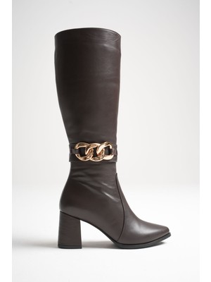 Analin Shoes Kadın Hakiki Deri Toka Detaylı Çizme