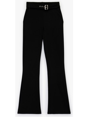 Koton Yüksek Bel Kemerli Ispanyol Paça Pantolon