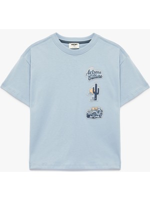 Koton Bisiklet Yaka Kısa Kollu Pamuklu Baskılı Oversize Tişört