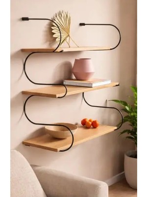 Zmt Design Loopline 3’lü Ahşap Raf Ünitesi