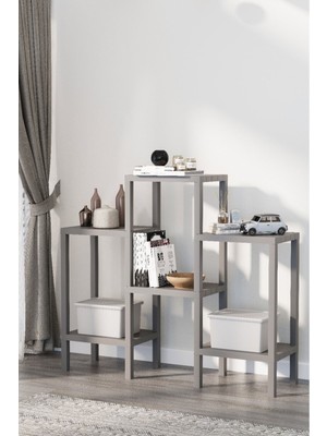 Ombeg Dekoratif 6 Bölmeli Plastik Çok Amaçlı Banyo Dolabı Saksılık Kitaplık