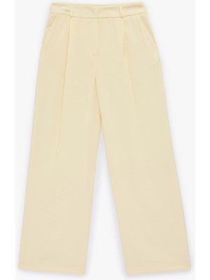 Koton Pile Detaylı Cepli Yüksek Bel Geniş Paça Palazzo Pantolon